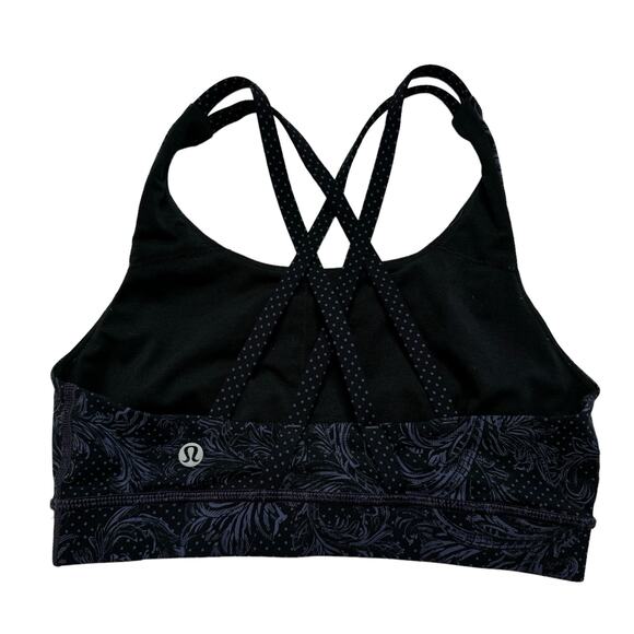 LULULEMON Energy Bra in Foliage Moody Blues Black Size 4 Paisley Nulux #W2AM5S - Picture 2 of 7